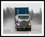 Truck on the TCH at Naked Man east of Clarenville.