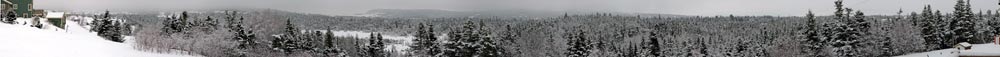 Panorama of Logy Bay, Newfoundland, as seen from the patio at the rear of our home.